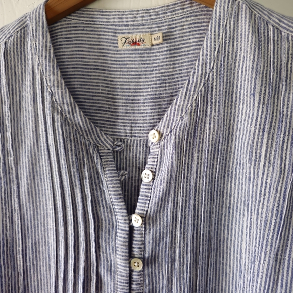 Faherty- Isha Linen Mini Dress Blue Mini Stripe SzM - Picture 6 of 12